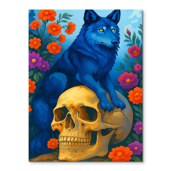 Blue Wolf and Skull