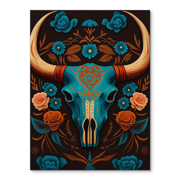 Floral Bison Skull