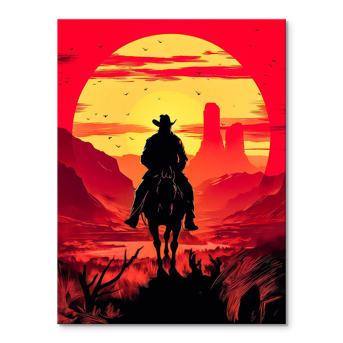 Cowboy in Sunset