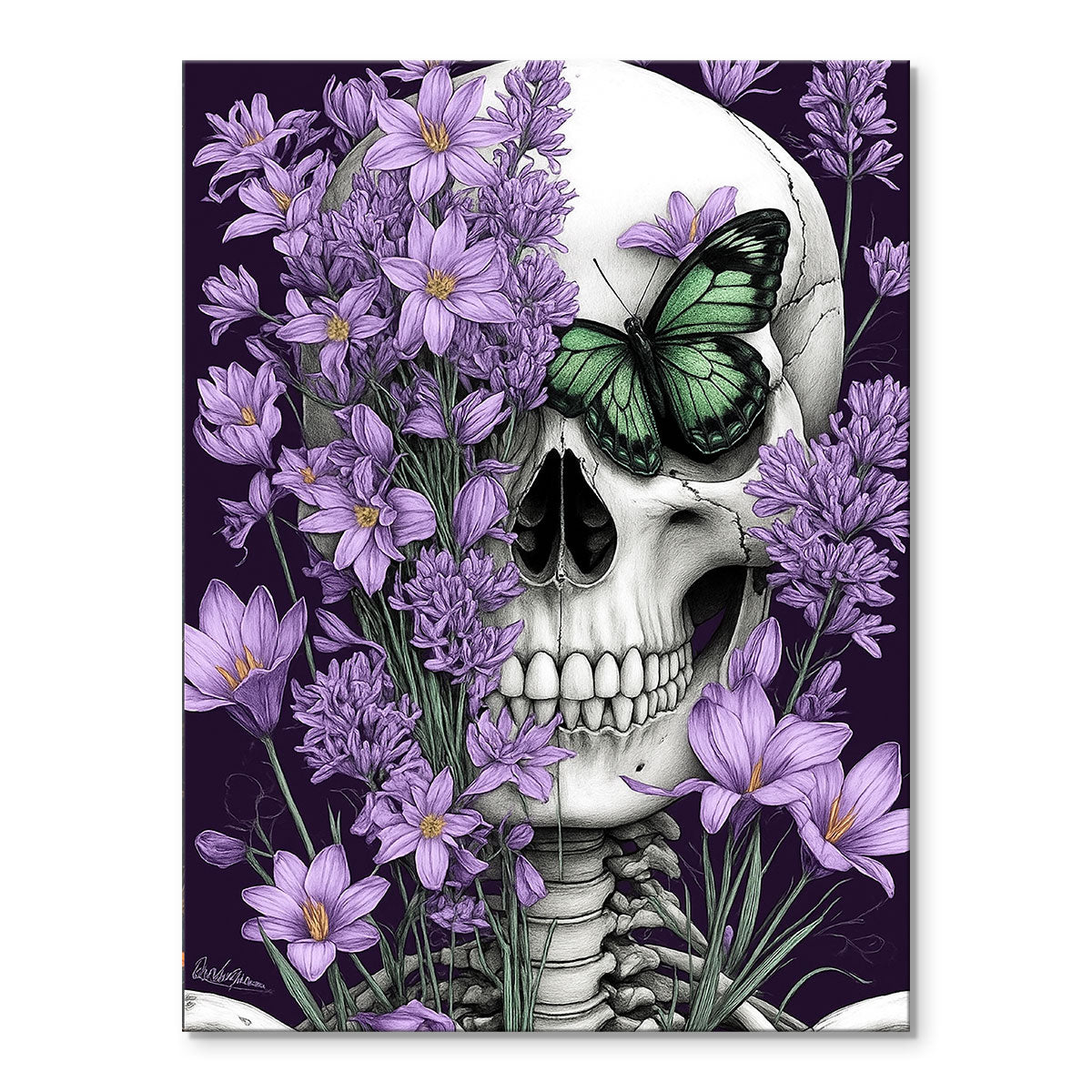 Lilac Skull and Butterfly