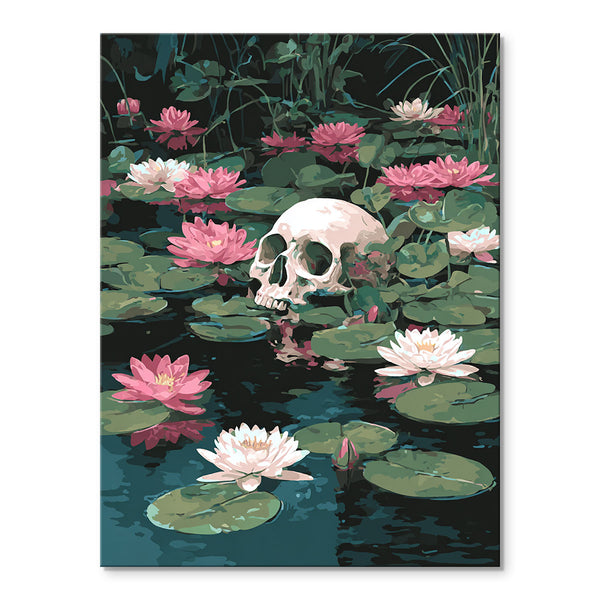 Skull on Water Lilies