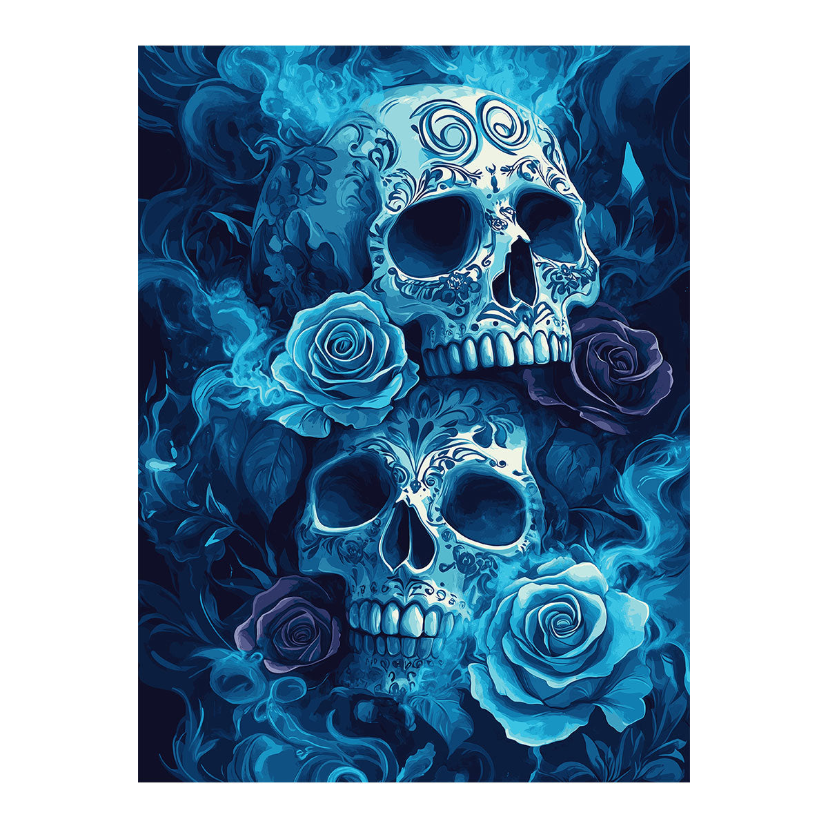 Blue Roses and Skulls | Paint By Numbers Kit