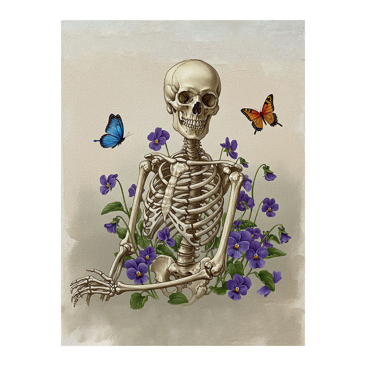 Skeleton with Violet - February Birth Flower | Paint By Numbers Kit
