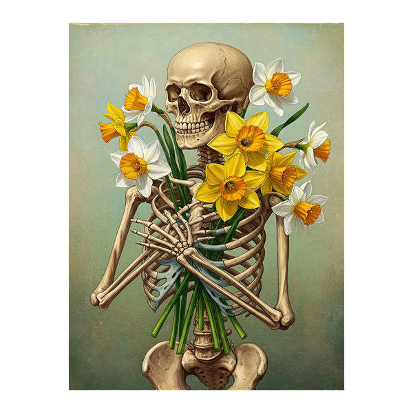 Skeleton with Daffodil - March Birth Flower | Paint By Numbers Kit