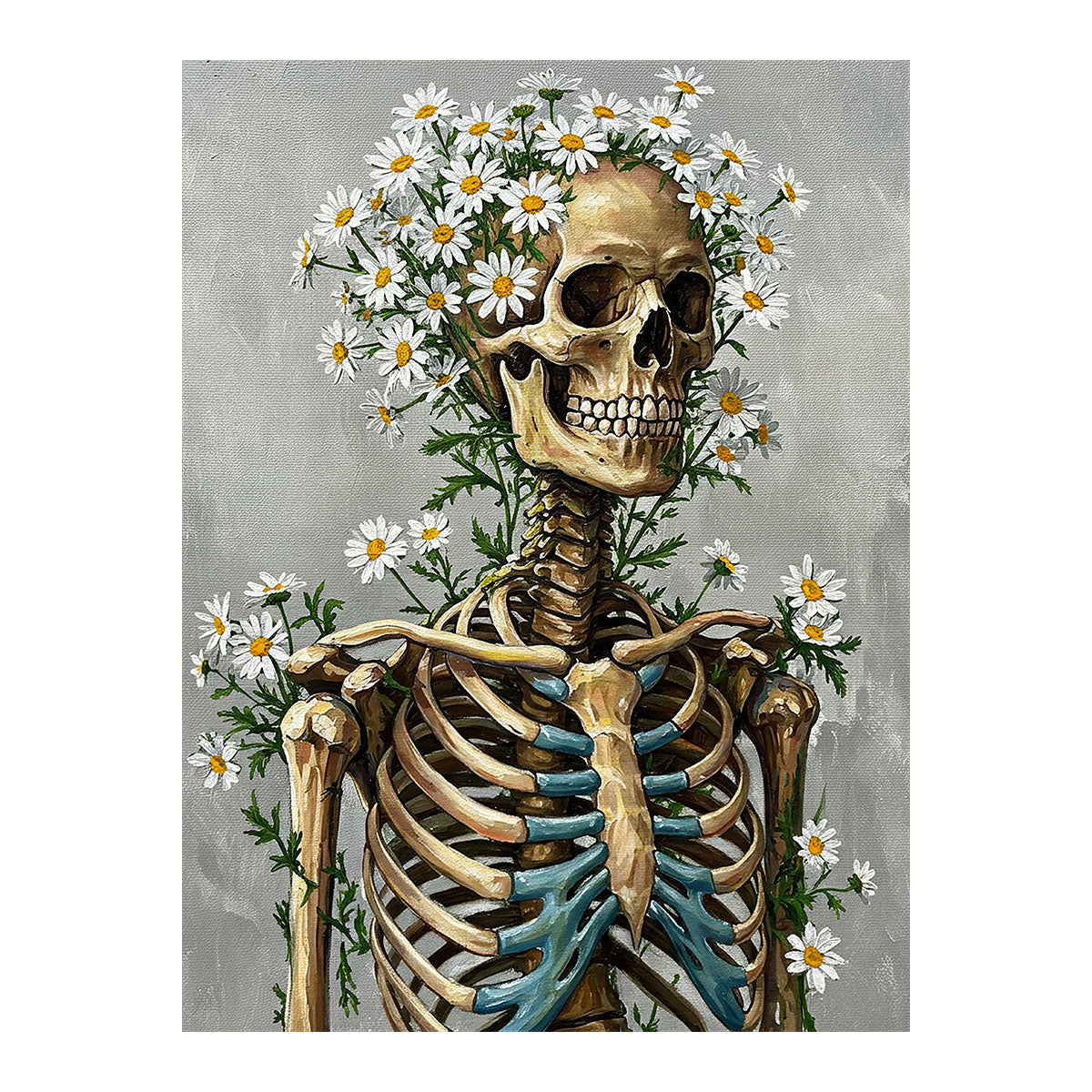 Skeleton with Daisy - April Birth Flower | Paint By Numbers Kit