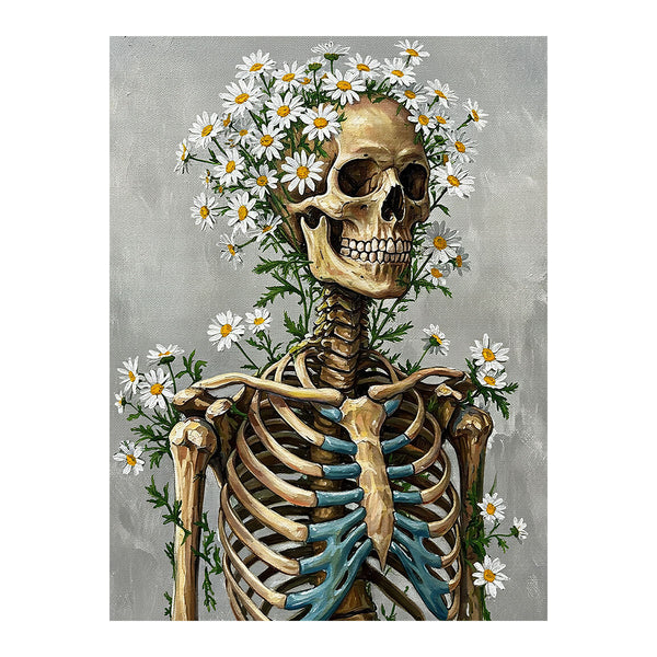 Skeleton with Daisy - April Birth Flower | Paint By Numbers Kit