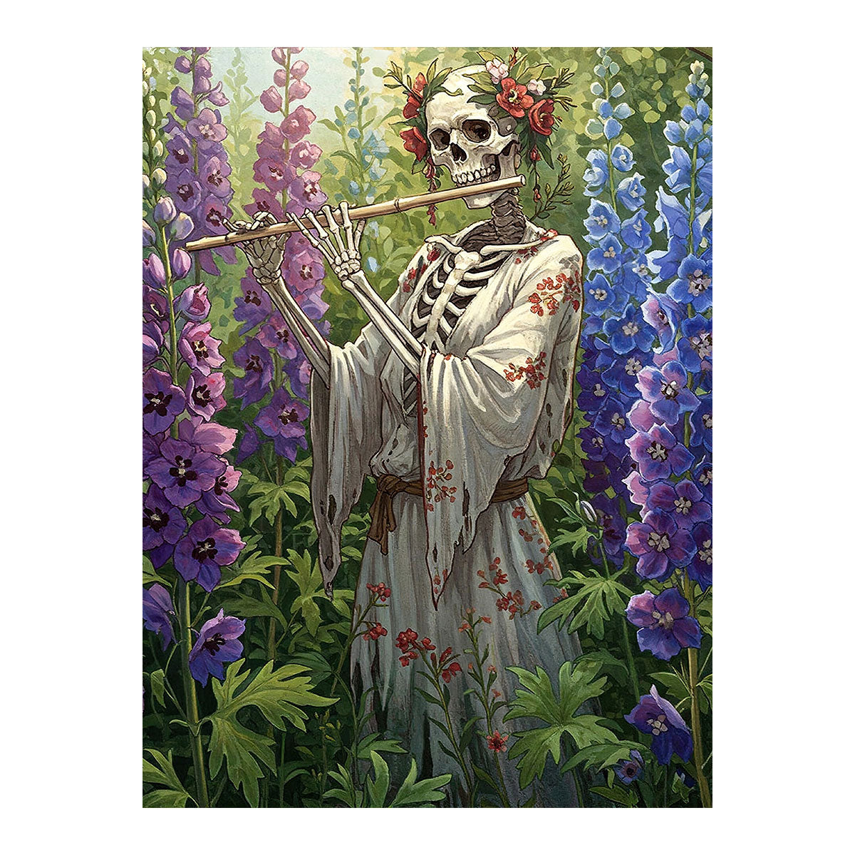 Skeleton with Larkspur - July Birth Flower | Paint By Numbers Kit