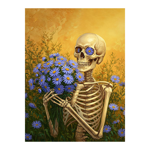 Skeleton with Aster - September Birth Flower | Paint By Numbers Kit