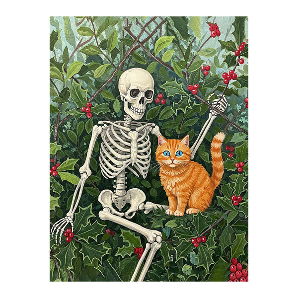 Skeleton with Holly - December Birth Flower | Paint By Numbers Kit