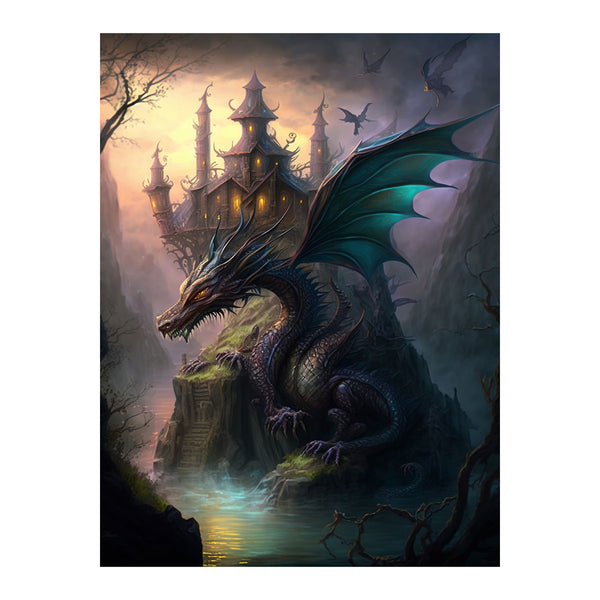 Dragon's Cliffside Keep | Paint By Numbers Kit