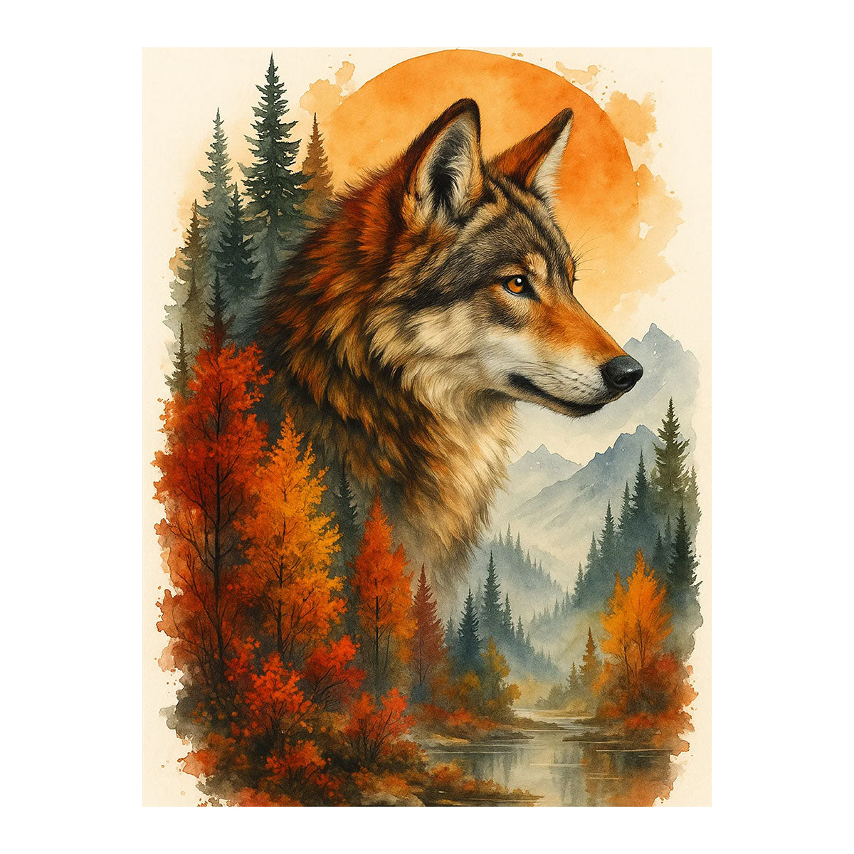 Crimson Forest Wolf |  Paint By Numbers Kit