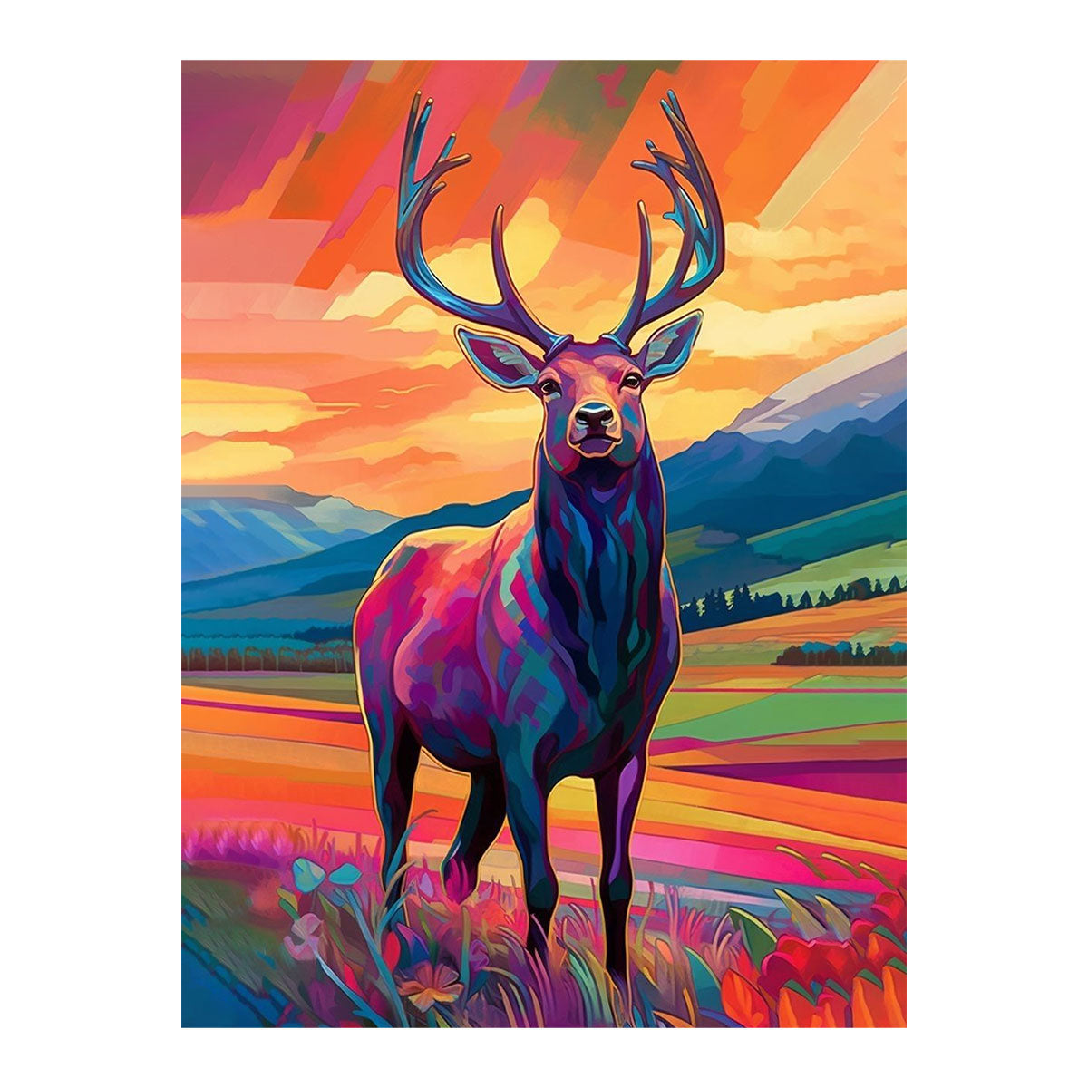 Abstract Deer Landscape | Paint-by-number Kit