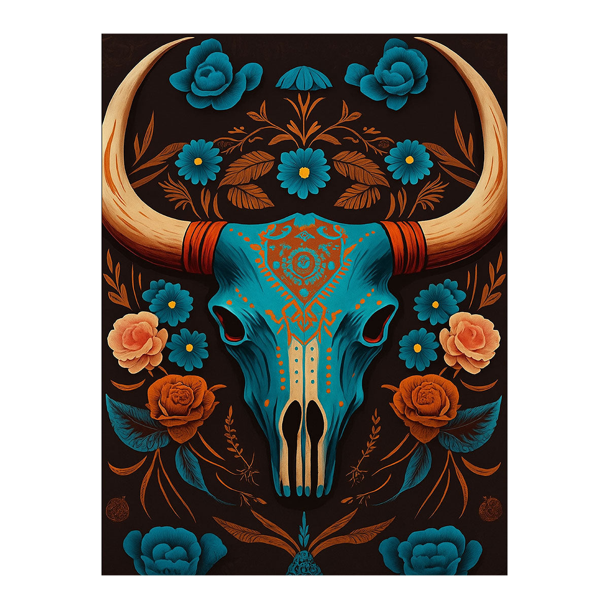 Floral Bison Skull