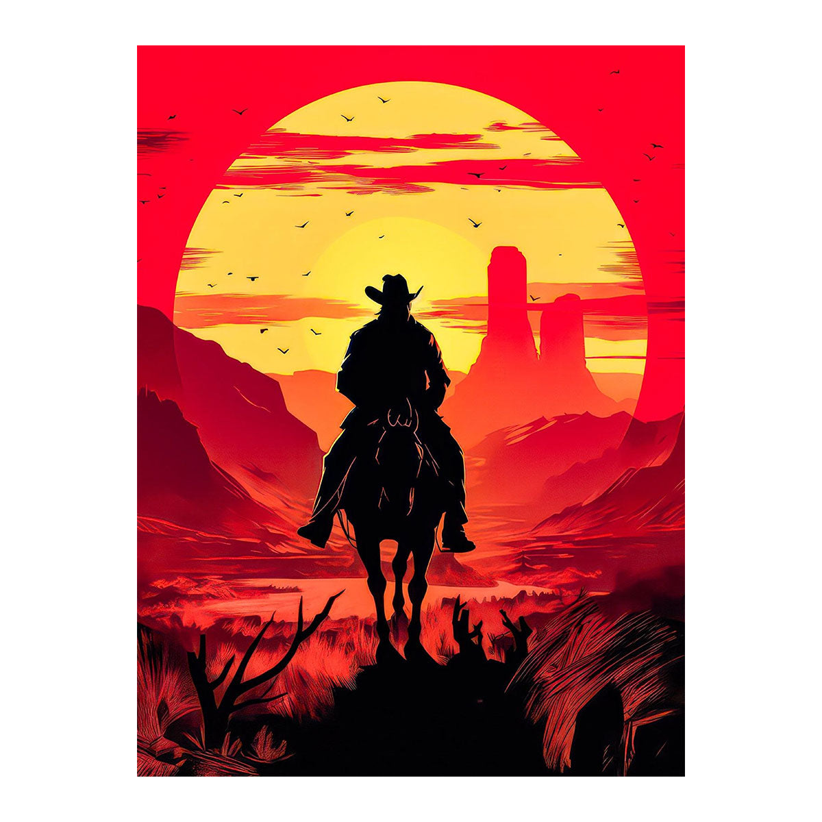 Cowboy in Sunset