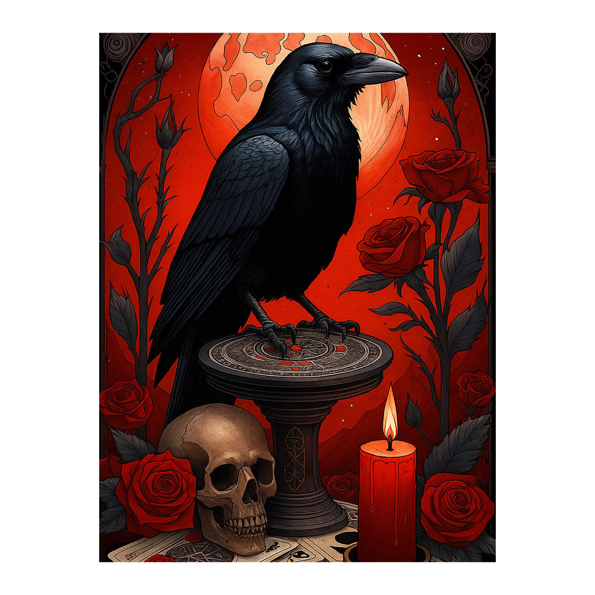 Gothic Raven and Skull