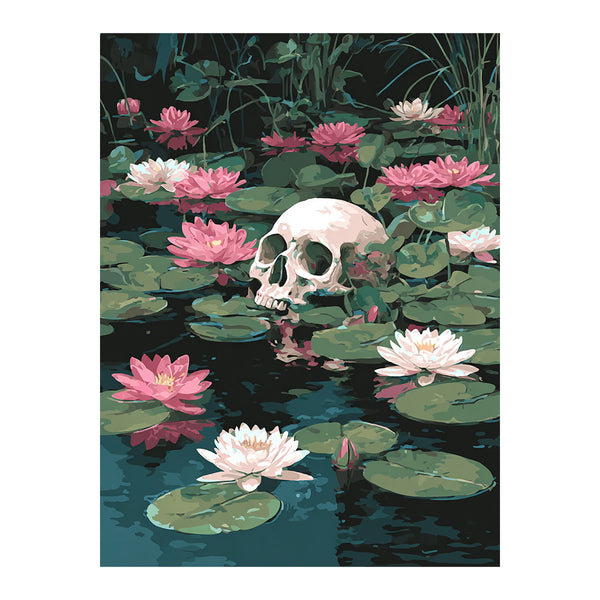 Skull on Water Lilies