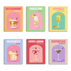 6 Mini Paintings|Retro Cocktail Set