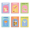6 Mini Paintings|Colorful Cocktail Set