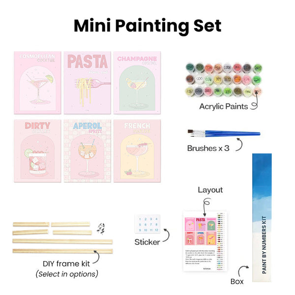6 Mini Paintings|Whispers of Spring Flower Set