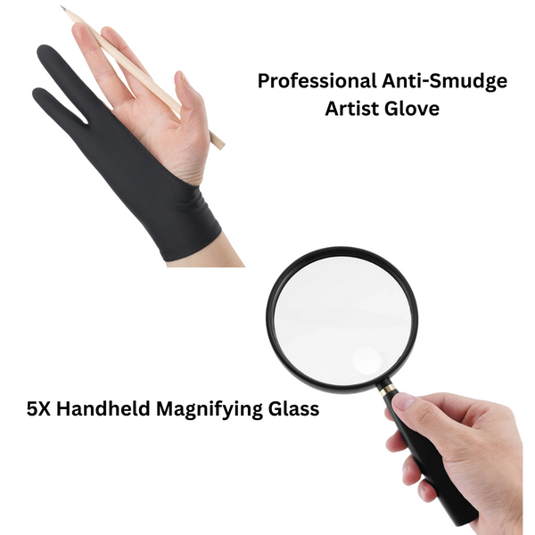FREE GIFT: 5X Handheld Magnifying Glass + Professional Anti-Smudge Artist Glove